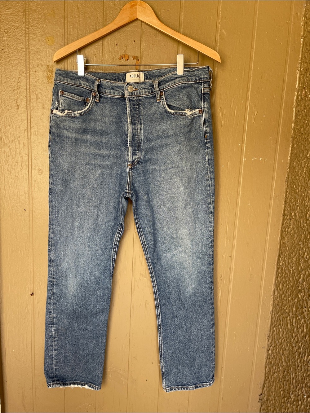 Agolde Riley Crop Mid-Wash Straight Jeans Size 31